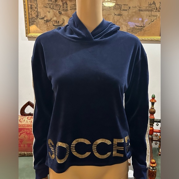 Justice Active, Soccer, Navy Blue Velour, Hoodie. Sz 14/16 - Picture 2 of 9